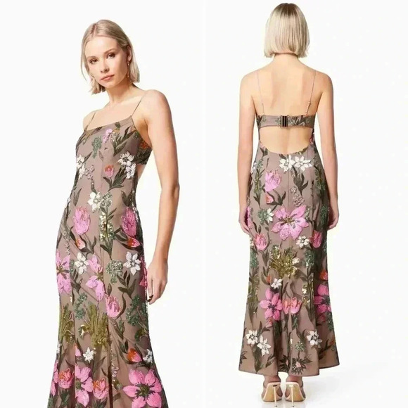 NWOT Elliatt Mesmerize Floral Sequin Maxi Dress Size Small - Picture 4 of 9